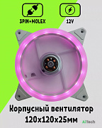 Вентилятор охлаждения для ПК Розовый v3 / 120*120 / 3pin+Molex